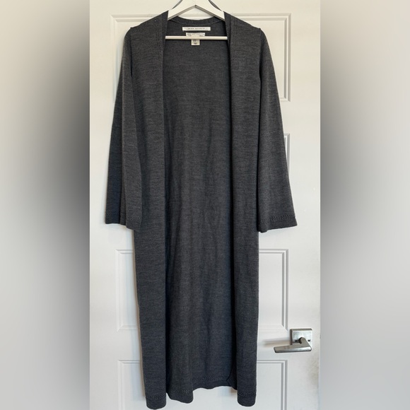 Max Studio 100% Extra Fine Merino Wool Duster Cardigan - Grey/Gray XS fits S too - Picture 12 of 14
